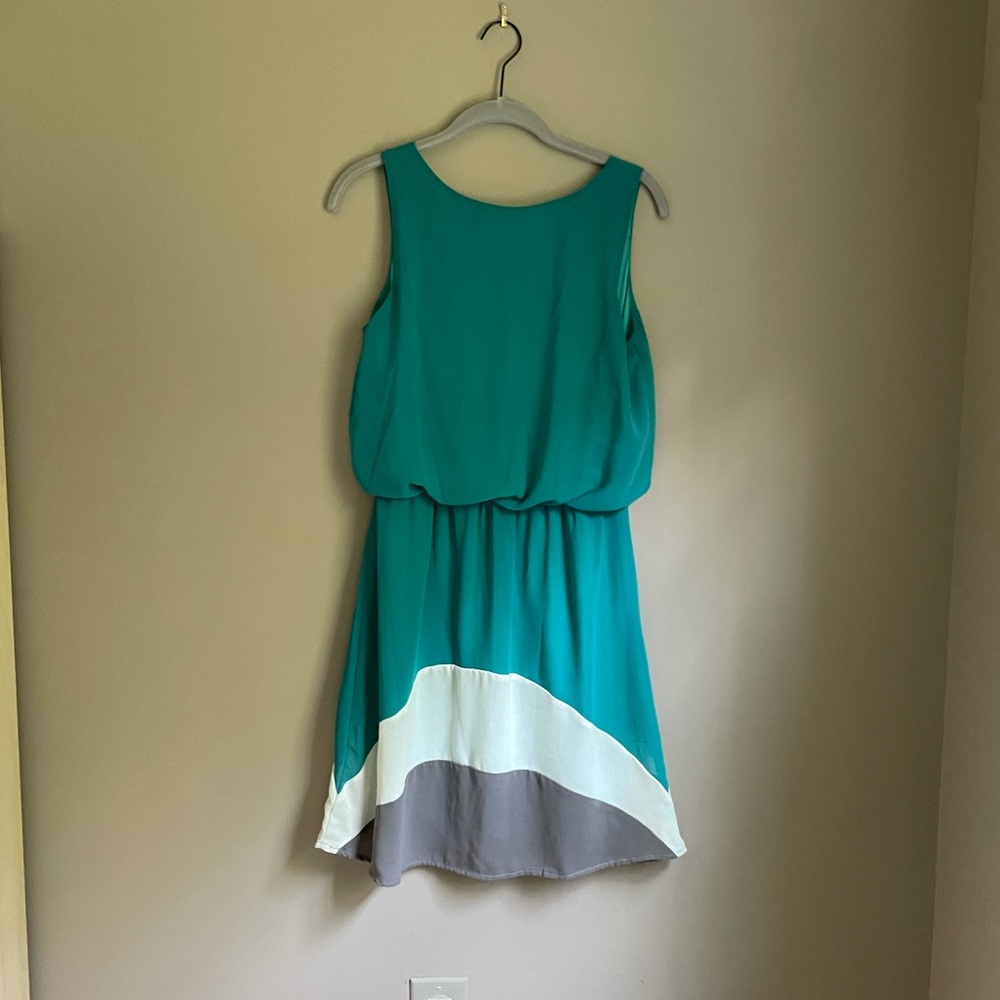 Pomelo teal color block sleeveless dress